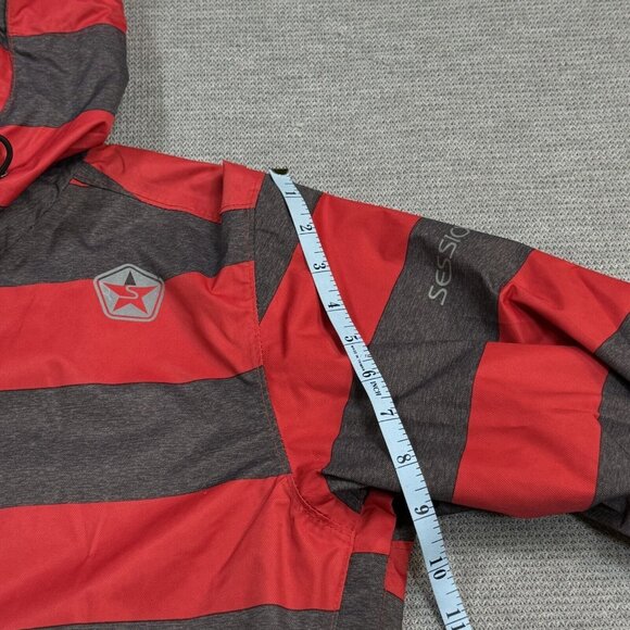 Sessions Terrain Womens Red Gray Stripe Jane Heather Snowboard Coat Recco Size S - Picture 14 of 16